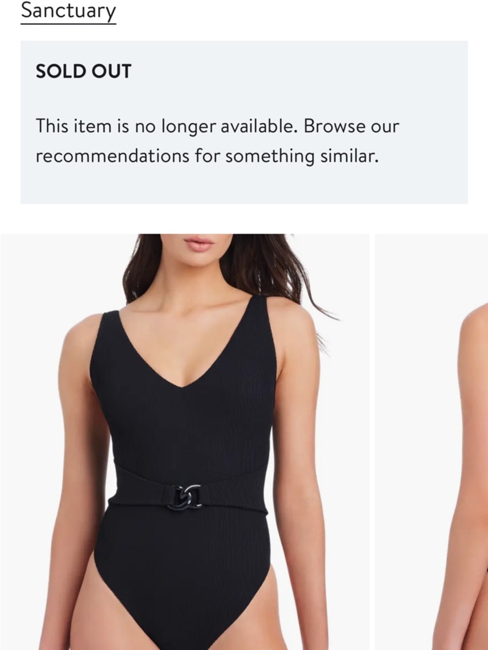 Sanctuary stay connected belted Black Ribbed Scoop One-Piece